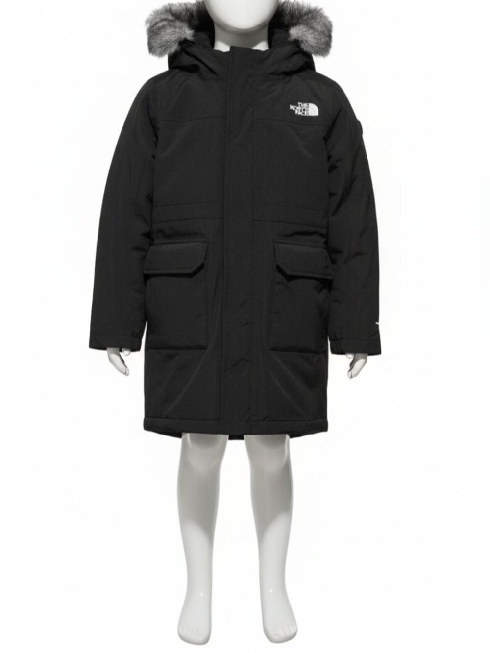 The North Face Toddler Kids Black Hooded Faux-Fur Arctic Parka Jacket Size 3